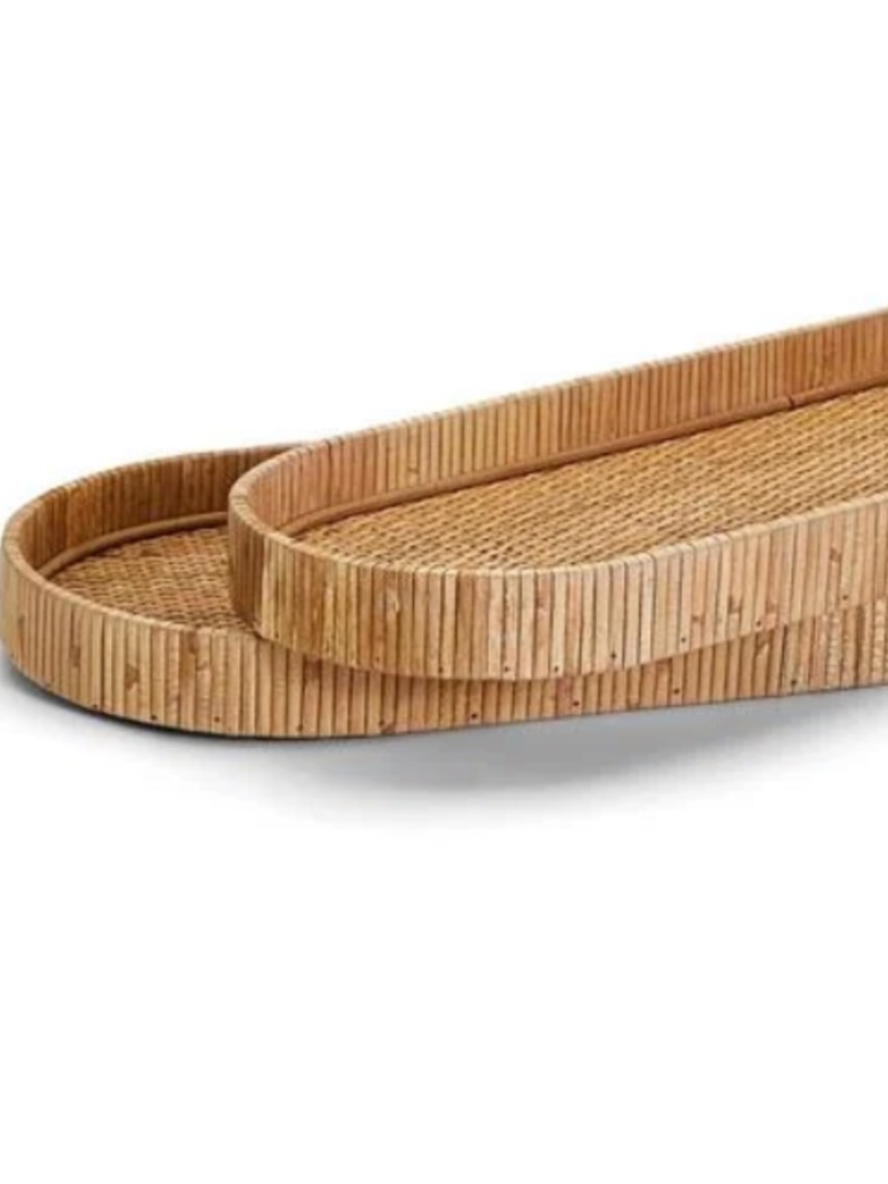 S/2 Decorative Hand-Crafted Natural Rattan Tray
